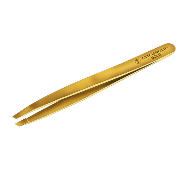 CTR Пинцет для бровей скошенный Gold CTR Eyebrow beveled Gold фото